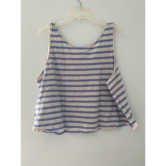 Womens H&M Blue Stripped Tank Size Large Pre Owned - Picture 1 of 3